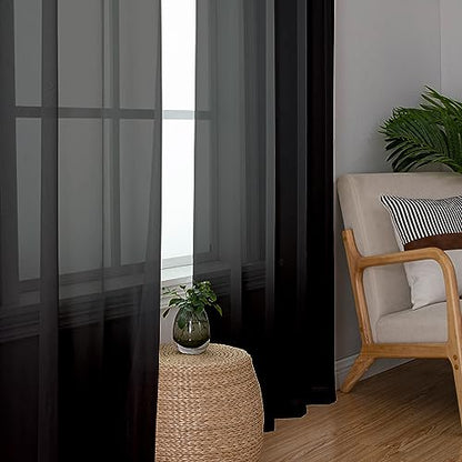 OWENIE Black Sheer Curtains, Sheer Curtains 78 inch Length 2 Panels Set, Rod Pocket Voile Fimly Sheer Drapes for Living Room/Bedroom, 2pcs, Each 42" W x 78" L, Black - color: Black, size: 42"W x 78"L (Pack of 2)