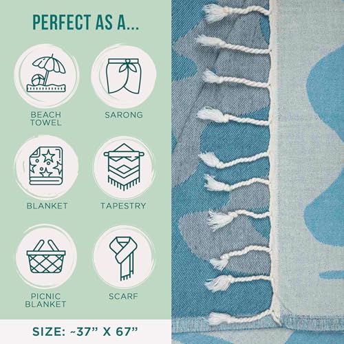 Sand Cloud Oversized Turkish Beach Towel (Mr Otter) - 100% Certified Cotton Turkish Bath Towels - Sand Resistant & Quick Dry Large Beach Towel for Pool, Yoga, Picnic & Travel - As Seen on Shark Tank - color: Mr Otter, size: Regular