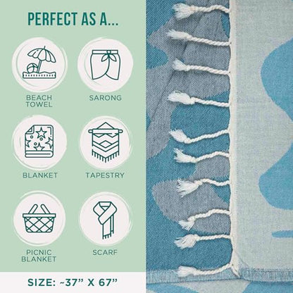 Sand Cloud Oversized Turkish Beach Towel (Mr Otter) - 100% Certified Cotton Turkish Bath Towels - Sand Resistant & Quick Dry Large Beach Towel for Pool, Yoga, Picnic & Travel - As Seen on Shark Tank - color: Mr Otter, size: Regular