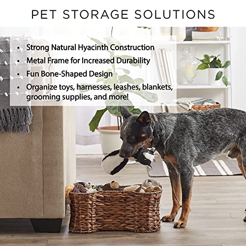 Bone Dry Pet Storage Collection, Bone Shape Hyacinth Toy Basket, Natural, Small - color: Natural, size: Small