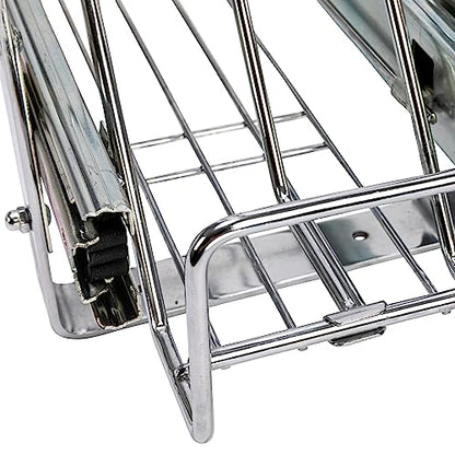Household Essentials Glidez Multipurpose Chrome-Plated Steel Pull-Out/Slide-Out Storage Organizer for Cookware and Bakeware - 2-Tier Design - Fits Standard Size Cabinet or Shelf, Chrome - size: 5" - Extended, style: Dual Slide