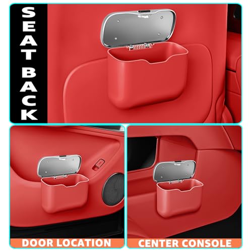 HOLDCY Car Trash Can, Waterproof Multi‑Functional Auto Trash Bin for Door/Console/Seat Back, Universal Vehicle Garbage Can for Car/Truck/SUV Drivers (Red) - color: Red