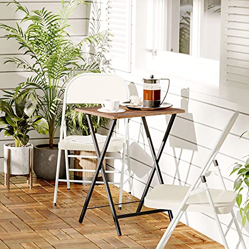 HOOBRO Folding TV Tray Tables, Set of 4 TV Trays with Storage Rack, Industrial Side Table for Eating at Couch, Foldable Snack Table for Small Space, Easy Assembly, Rustic Brown and Black BF50BZ01 - color: Rustic Brown + Black
