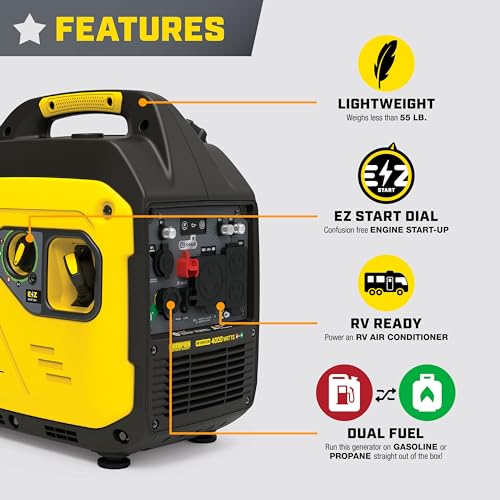 Champion Power Equipment 4000-Watt Dual Fuel RV Ready Portable Inverter Generator with Quiet Technology and Free 3-Year Warranty