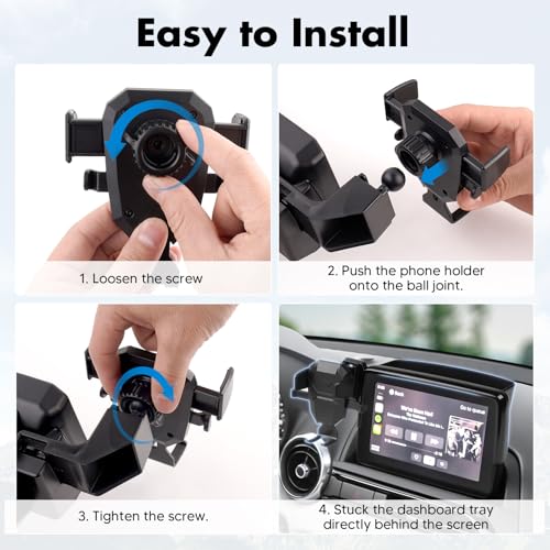FIILINES Phone Holder for Mazda MX-5 Miata 2016-2023/CX-3 2016-2021/Mazda 3 2014-2016 (Fit 7" Screen), Phone Mount with Dash Organizer for CX3 Accessories, 360 Degree Rotation Dash Mount - size: For MX5 2016-2023