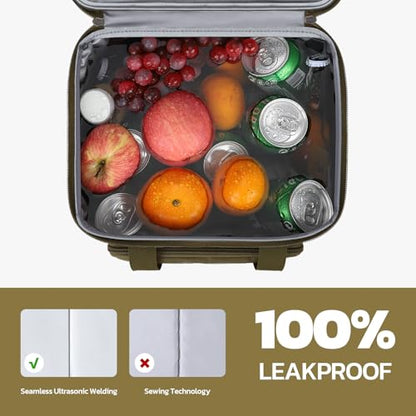 Maelstrom Lunch Box, 23L Insulated Lunch Bag, Expandable Double Deck Cooler Bag, Lightweight Leakproof Tote Bag With Side Tissue Pocket, Suit For Men and Women (H Khaki with DIY Hook-and-Loop) - color: H Khaki with DIY Hook-and-Loop