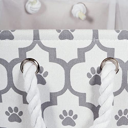 Bone Dry Pet Storage Collection Lattice Paw Print, Small Round, White/Gray - color: White/Gray, size: Small Round
