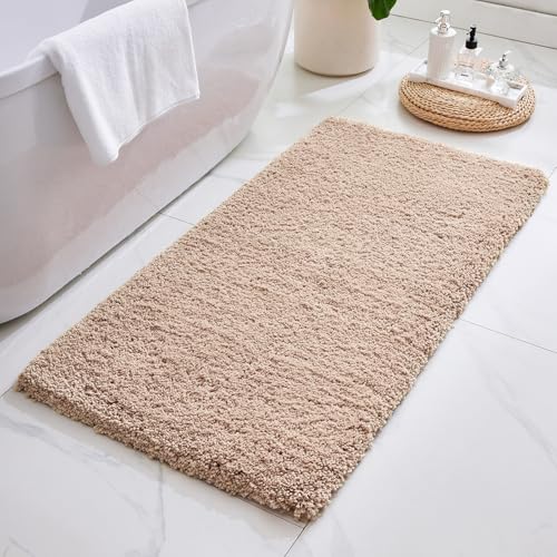 ILANGO Beige Bathroom Rugs 70" × 24" Non Slip & Super Absorbent Extra Thick Soft, Washable Bath Carpet Runner for Floor, Microfiber Plush Shaggy Bath Mats with Rubber for Bedroom Bathtub Shower Room - color: Beige, size: 2' x 5'10" (24''x70'' Bathroom Rug