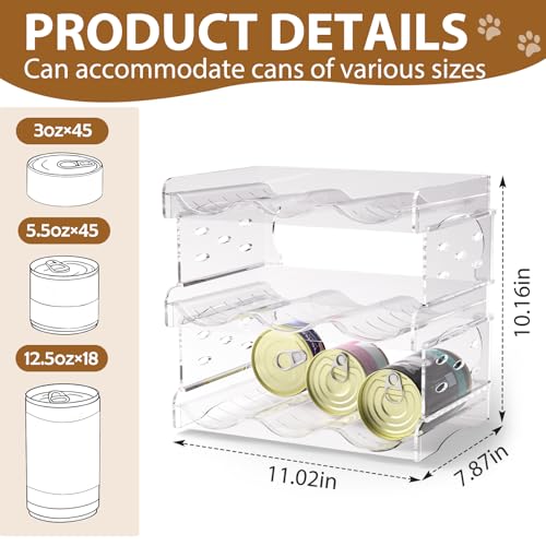 Flenpptly Cat Food Can Organizer, 3-Tier Cat Food Organizer, Transparent Can Organizer for Pantry, Canned Food Organizer Holds 45 (3oz) Cans, Pantry can Organizer - size: 3-Tier
