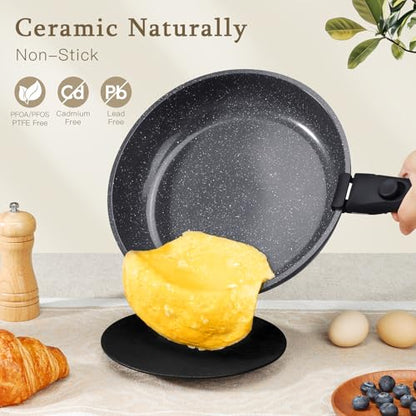 GiPP Ceramic Pots and Pans Set Non Stick, Nonstick Detachable Handle Cookware Sets, Healthy Non Toxic PFAS PFOA & PTFE Free, Dishwasher ＆Oven Safe, Induction Kitchen Pot and Pan, 8 Piece Grey - color: Dark Gray, size: 0802