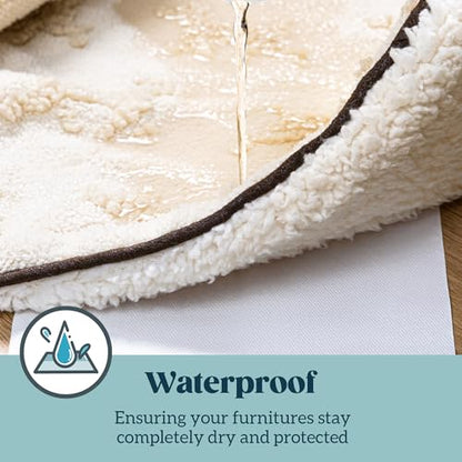 PELZIN Embossed Sherpa Dog Blankets for Large Dogs - Waterproof Cat Blankets for Indoor Cats - Heavy Duty Couch Cover Protector - Soft Reversible Throw Furniture Protection - Large, Cream - size: L - 40"x50"