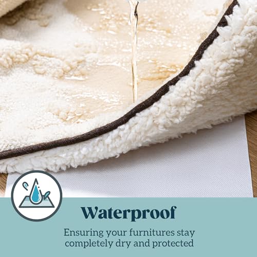 PELZIN Embossed Sherpa Dog Blankets for Small Dogs - Waterproof Cat Blankets for Indoor Cats - Heavy Duty Couch Cover Protector - Soft Reversible Throw Furniture Protection - Small, Cream - size: S - 25"x35"