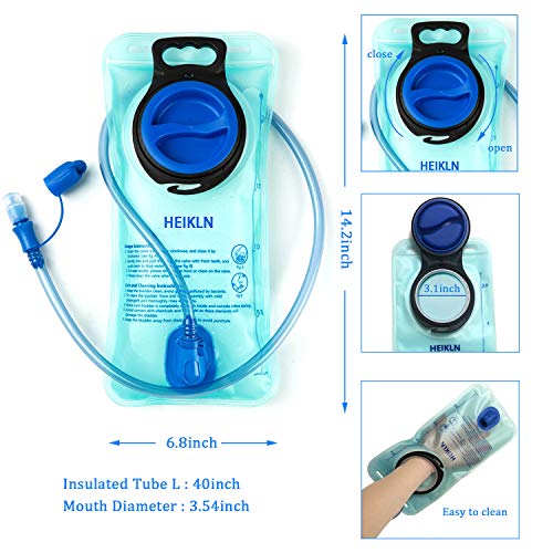 HEIKLN Hydration Bladder 1.5L-2L-2.5L-3L,Leak Proof Water Reservoir, BPA Free Military Water Storage Bladder Bag Hydration Pack Replacement Easy Clean for Bicycling Hiking Camping Hunting Running - color: 2L Blue+Green
