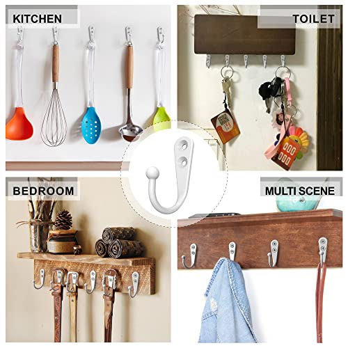 15 Pack Heavy Duty Coat Hooks Wall Mount, with 30 Mounting Screws, White Multi-Purpose Storage for Robe, Towel, Key, Bag, Coffee Mug - color: 15PCS White Hooks
