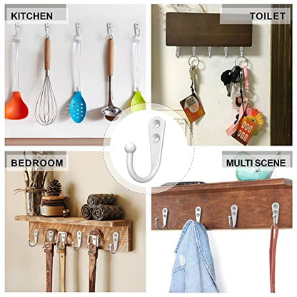 15 Pack Heavy Duty Coat Hooks Wall Mount, with 30 Mounting Screws, White Multi-Purpose Storage for Robe, Towel, Key, Bag, Coffee Mug - color: 15PCS White Hooks