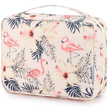 Mossio Hanging Toiletry Bag with Sturdy Hook - Large Portable Cosmetic Makeup Travel Organizer for Men & Women - color: Beige Bird