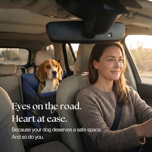 Dog Car Seat Cover with Hard Bottom – Back Seat Extender for Dogs Up to 35 lbs, Waterproof Non-Slip Hammock, Rigid Reinforced Base with Triple Security System, Storage Pockets, fits Cars SUVs Trucks - color: Blue