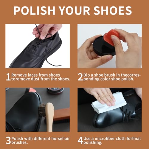 Black Brown Shoe Polish for Leather Mink oil Boot Care Shoe Shine Kit Saddle Soap Leather Conditoner Cream Clearner KitBirthday Gifts for Men Women