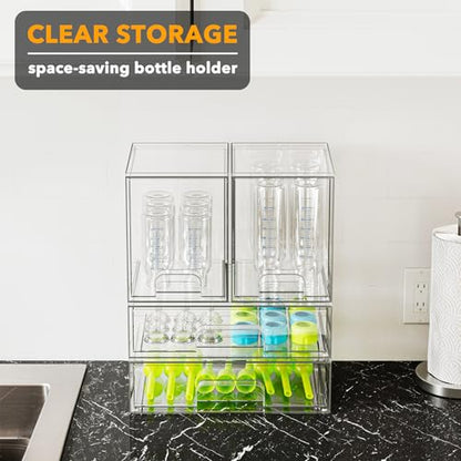 SpaceAid Bottle Storage Organizer Baby - Acrylic Bottles Station Organizer Container, Stackable Clear Drawers for Countertop, Vanity, Bathroom, Cabinet, Pantry Organization, 4 Pack, 2M2L, 14.4" H - size: 14.4"H, 4 Pack, 2M2L
