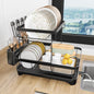Dish Drying Rack, 2-Tier Large Dish Drying Rack for Kitchen Counter – Space Saving Dish Drainer Organizer with Utensil Holder and Cutlery Tray, Black - color: 2-tier - Black
