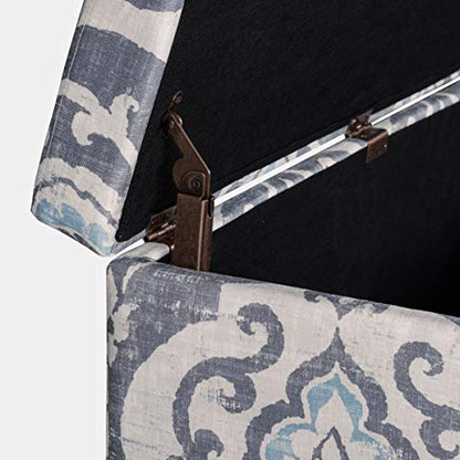 HomePop 36" Storage Ottoman Bench with Hinged Lid - Slate Damask - color: Slate Damask