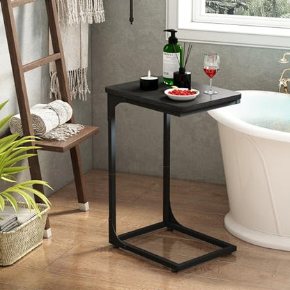 QEEIG C Table Side Table Set of 2 Living Room Sets C Shaped Couch Tray End Tables Modern, Black (017-30B) - color: Black, size: 11.8"W x 15.7"D x 25.6"H (2P)