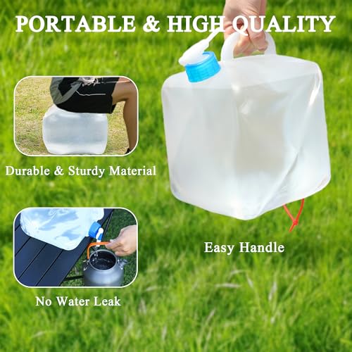 Collapsible Water Container with Spigot & Hook, BPA Free Water Jug, Foldable Carrier Bucket, Water Storage Container for Camping Hiking Survival Kit, 2-Pack (10L/2.6 Gallon) - size: 2.6 Gallon