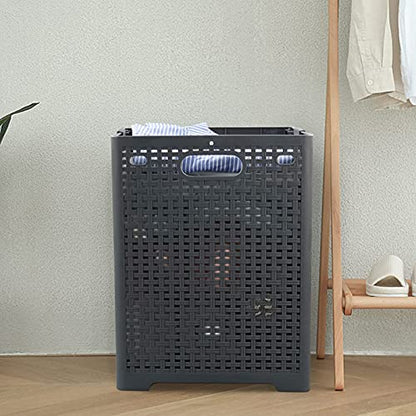 Kekow 1-Pack 42 L Plastic Collapsible Laundry Basket, Gray | Folding Laundry Hamper