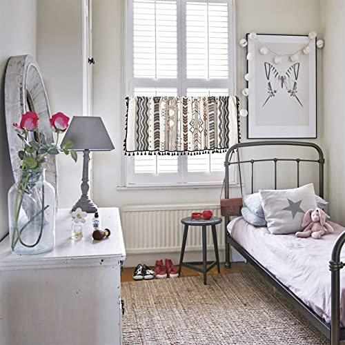 RYNGHIPY Boho Window Valance Cotton Linen Curtain Tiers Farmhouse Window Curtain Topper for Kitchen Living Room Bedroom 55 x 24 Inches Length - color: Cream Black, size: 55"W x 24"L (Pack of 1)