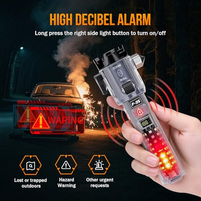 Car Emergency Flashlights Rechargeable 2Packs, 990,000L High Lumens Car Flashlight Emergency Kit, 7 Modes Tactical LED Flash Light with Window Breaker, Belt Cutter, Alarm Buzzer, Magnet, USB C for Car - size: 2pc-XL
