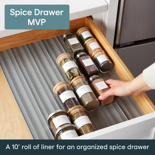 YouCopia SpiceLiner Spice Rack Drawer Organizer (Universal Fit 10’ Roll),Gray - color: Gray