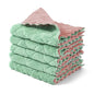 kimteny Cleaning Cloths Kitchen Towels Microfiber Washcloths Lint Free Dish Cloth Reusable Dishtowels Household Super Absorbent Fast Drying, 10"x10", Pack of 5 (Pink-Green) - color: Pink-green