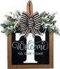 Last Name All Year Round Front Door Wreath with 26 Initial Letter Welcome Sign All Seasons Eucalyptus Garland and Bow ，Farmhouse, Porch, for Spring Summer Fall All Seasons Holiday Halloween Christmas.（T） - color: T