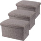 HOZEON 3 Pack 15.7 x 9.8 x 9.8 Inches Folding Storage Ottoman, Grey Rectangle Footrest Seat, Multifunctional Foot Stool for Living Room, Office, Traveling, Fishing, Camping - color: Grey