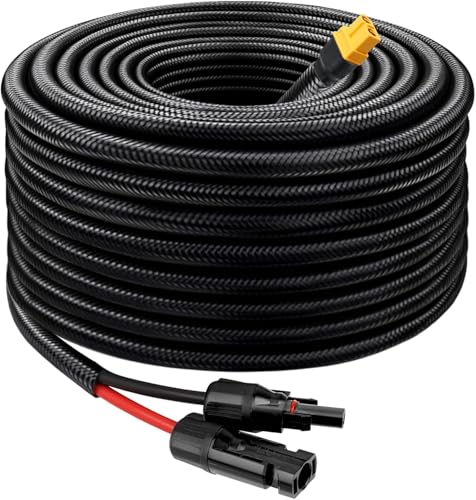 MOOKEERF Solar to XT60 Cable 10AWG 100FT Solar Connector to XT60 Adapter Cable for Solar Panel to Battery RV Portable Power Station Solar Generator - 100 Foot - size: 100FT