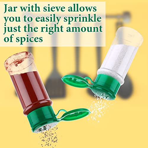 Amyhill 100 Pcs Plastic Spice Bottles Spice Jars Seasoning Jars Shaker Plastic Jars 3.3 Oz/ 100ml Seasoning Shaker with Shaker Lids(Green, Red, Black Lid) - color: Green, Red, Black Lid