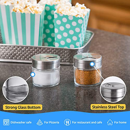 6-Pack 3oz Glass Spice Seasonings Shaker With Adjustable Lid - size: 3 Oz