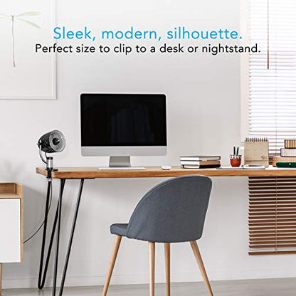 Vornado Pivot Clip Personal Air Circulator, 3-Speed, Portable Desk Fan with Multi-Surface Clip, 360-Degree Adjustable Axis, 9 in Tall, 4 in Diameter, Whisper Quiet, Black - color: Black