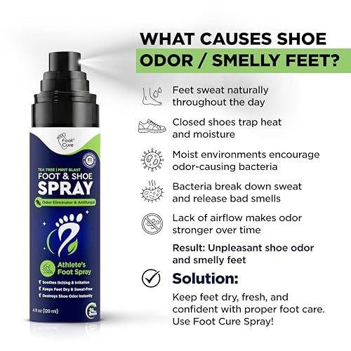 Shoe Deodorizer & Foot Odor Spray – Mint Blast for Smelly Feet | Athlete's Foot Odor Eliminator for Instant Relief from Stinky Feet | Natural Formula for All Footwear | Made in USA