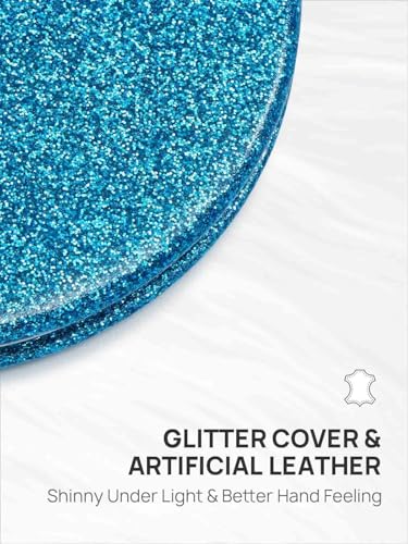 OMIRO 1X/10X Magnifying Compact Mirror with PU Leather, Ultra-Portable for Purses and Travel, Round Blue - color: Blue