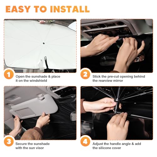KUST Sun Shade Umbrella for Toyota RAV4 2019-2025 2026 | Custom Fit Windshield Sunshade | Foldable Sunshade with Bendable Handle | Blocks Heat & UV Rays Keep Car Cool Sunshield - size: For RAV4 19-26
