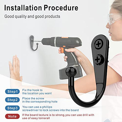 15 Pcs Black Wall Mounted Coat Hooks, Hanger Hook with 30 Pieces Screws for Towel, Key, Robe, Scarf, Bag, Cap, Coffee Cup, Mugs - color: 15PCS Black Hooks