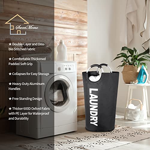 115L Large Laundry Hamper with Handles, Collapsible Laundry Basket, Tall Foldable Clothes Hamper Bag - Freestanding, Easy Carry, Durable – Black - color: Black, size: 115L