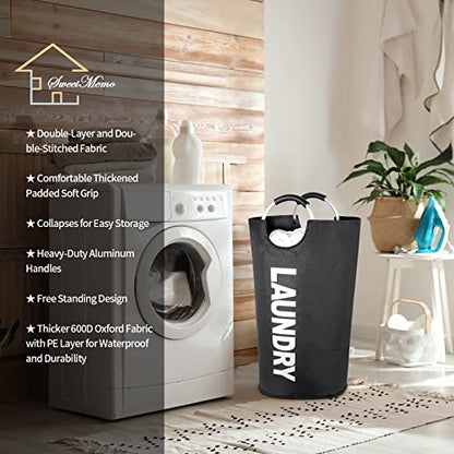 115L Large Laundry Hamper with Handles, Collapsible Laundry Basket, Tall Foldable Clothes Hamper Bag - Freestanding, Easy Carry, Durable – Black - color: Black, size: 115L