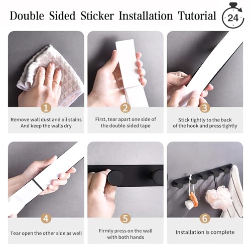 Coat Hooks Wall Mounted, Black Coat Rack with 5 Hooks Adhesive & Screw in Door Hooks Heavy Duty Coat Hanger Towel Hooks for Wall Towels Clothes Hat - style: "O" shape