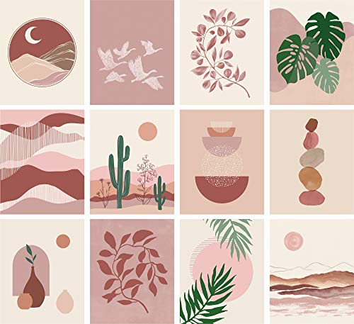 Artivo Boho Wall Art Prints Southwestern Art Wall Decor 8x10 12 Set, Neutral Aesthetic Wall Collage Kit, Modern Wall Art Desert Bedroom Posters, - color: Boho 12 Set