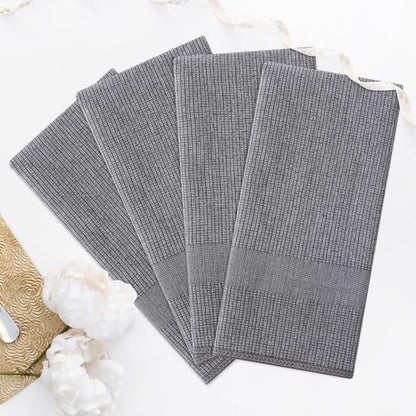 Homaxy Premium Kitchen Towels(18”x 28”, 3 Pack), Large Cotton Kitchen Hand Towels, Flat and Terry Dish Towels, 380 GSM Highly Absorbent Tea Towels Set with Hanging Loop, Grey - color: Grey, style: 3-pack