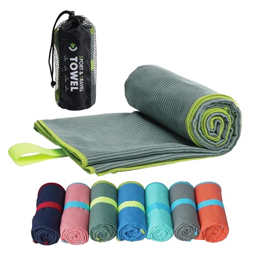 4Monster Microfiber Camping Towel - Quick Dry, Super Absorbent, Lightweight Travel Towel for Hiking, Beach, Gym, Backpacking, Yoga - Compact with Carry Bag (Olive Green, Small(31.50" x 15.80")) - color: Olive Green, size: Small(31.50" x 15.80")