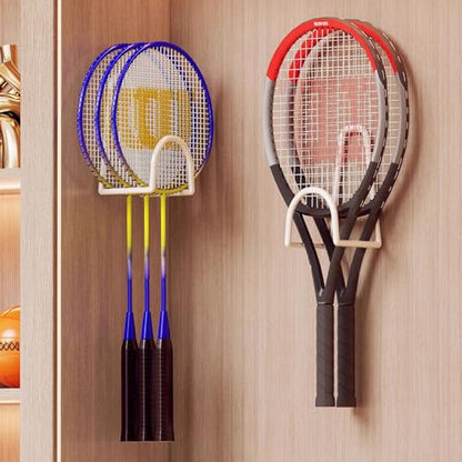Multi Purpose Wall Mount Holder for Badminton Tennis Rackets Space Saving Organizers with Strong Adhesive Hook Wall Mount Holder