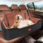 HEGGCOOE Large Dog Car Seat Under 100 lbs, Washable Dog Car Bed for 2 Medium Dogs, Detachable Pet Booster Seat with Storage Pocket and Seat Belt for Back Seat Dog Travel Bed - color: Black/Brown
